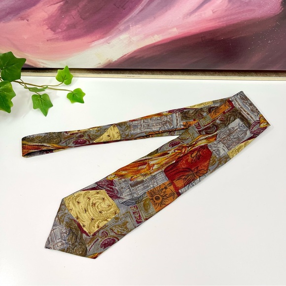 ERMENEGILDO ZEGNA Vintage 100% Silk Tie in Retro Print - Picture 5 of 12